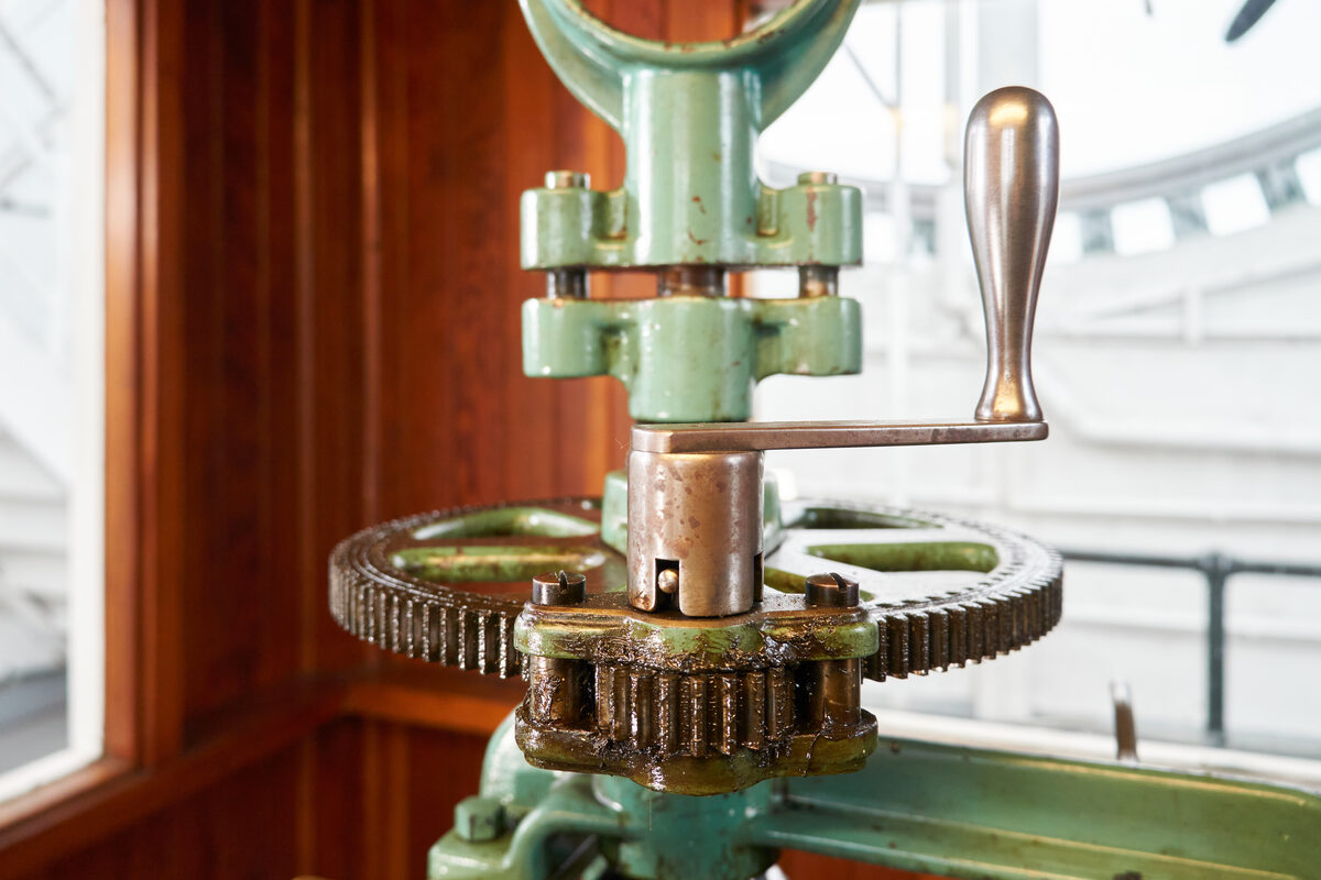 Original 1912 clock mechanism inside the tower